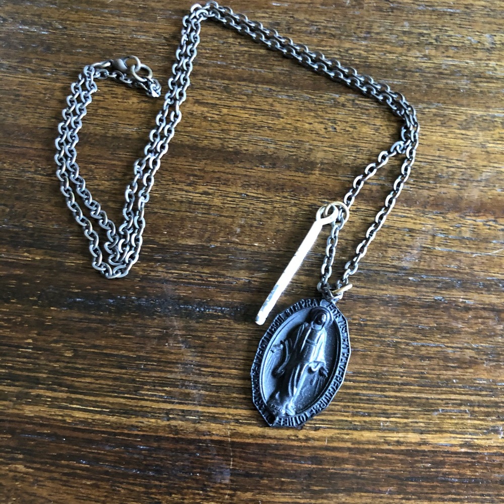 Black Virgin Mary Chain Rosary Necklace
